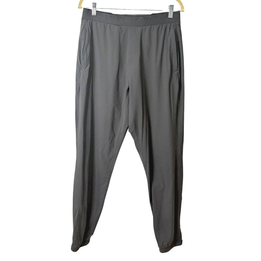 IBKUL Gray Joggers Stretch Activewear Pants Zip Ankle Size M